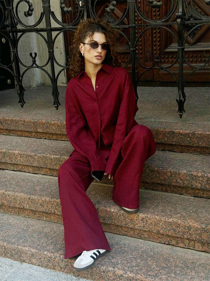 Casual linen set for women with a loose top and pants Lune London