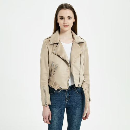 Stylish biker jacket for women with an elegant look in suede with practical pockets Amarae