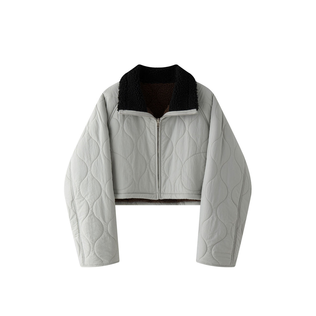 Women's Short Cut Quilted Bomber Jacket with Teddy Lining Amarae