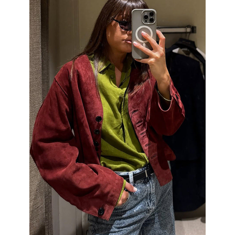 Lune London stylish suede jacket for women with a short design