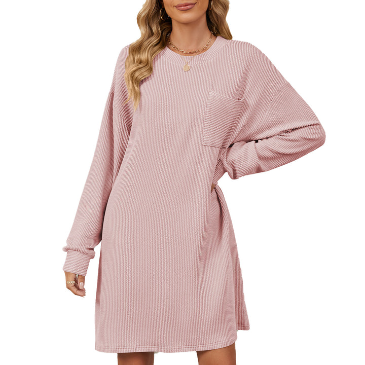Casual long dress for women with long sleeves, practical pockets, and modern structured design Lune London