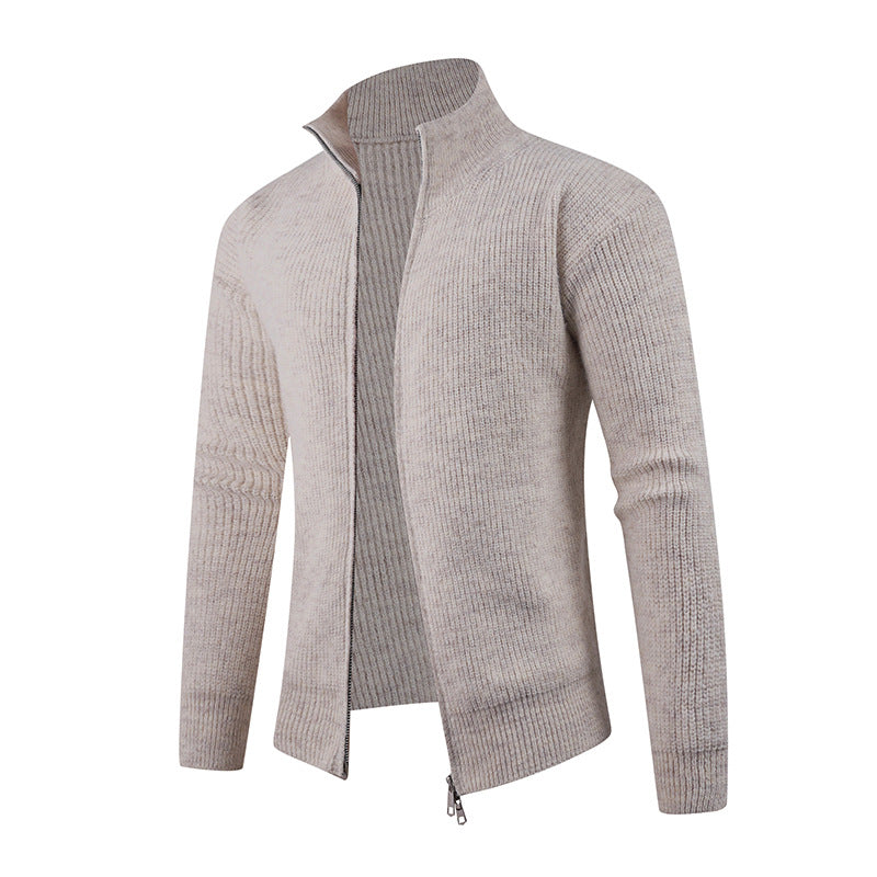 Knitted pullover for men with modern zipper and textured fabric Lune London