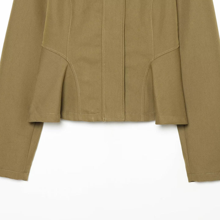 Women's tailored cropped jacket with stand-up collar and princess seams Amarae