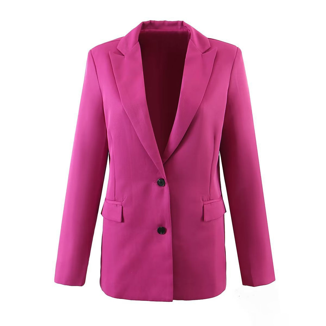 Women's Tailored Longline Blazer with Patch Pockets and Narrow Lapels Amarae