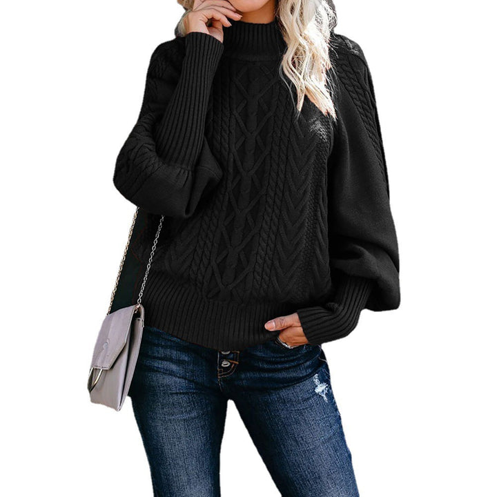 Knit sweater for women with high collar and voluminous sleeves Lune London
