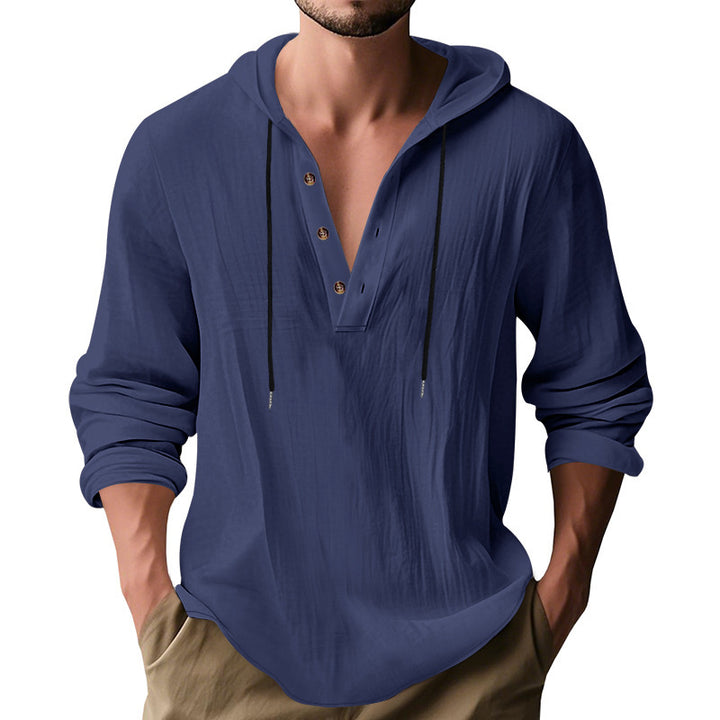 Men's casual hoodie shirt with modern button placket design Amarae