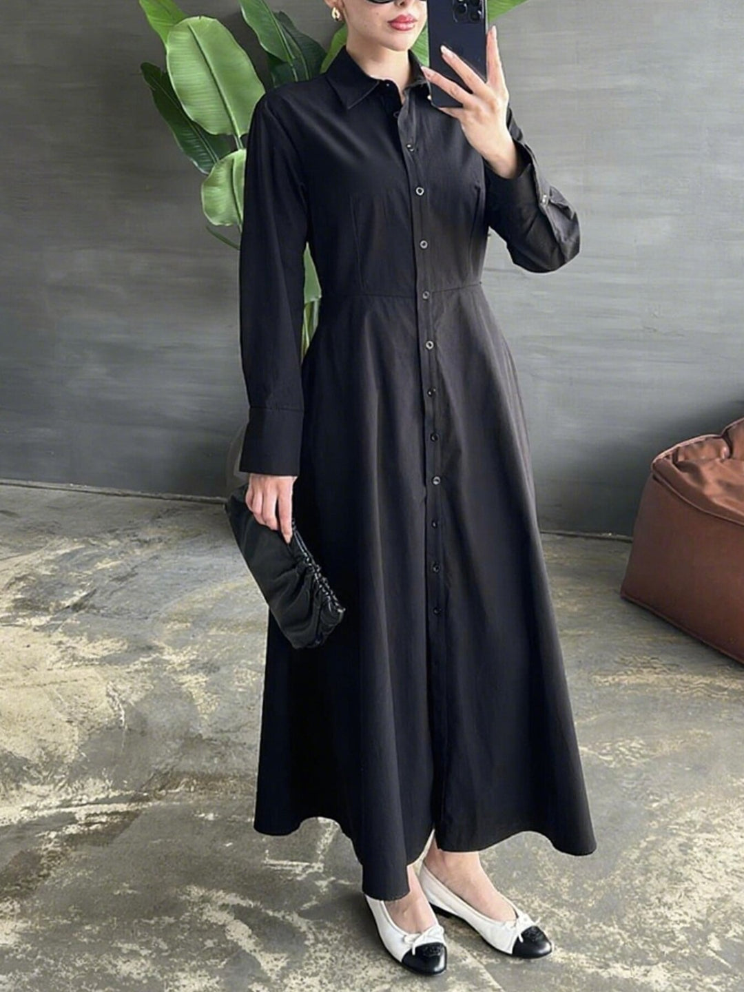 Shirt dress for women with elegant button placket and fitted silhouette Lune London
