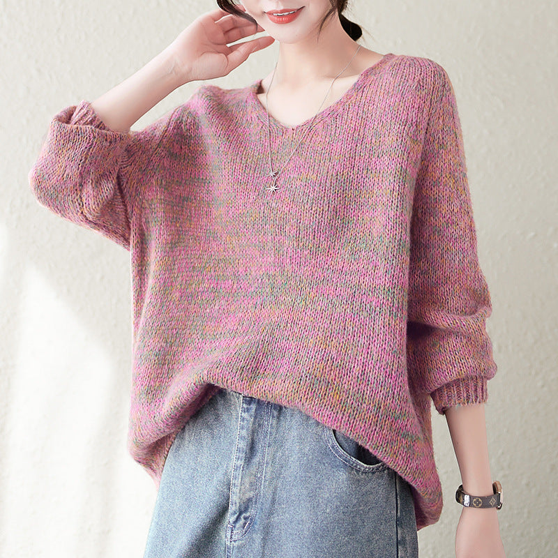 Pull en tricot confortable pour femmes avec col en V et coupe décontractée Chic & Stil