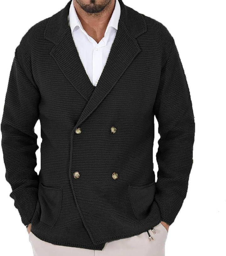 Men's knitted jacket with double breasting and modern pockets Lune London