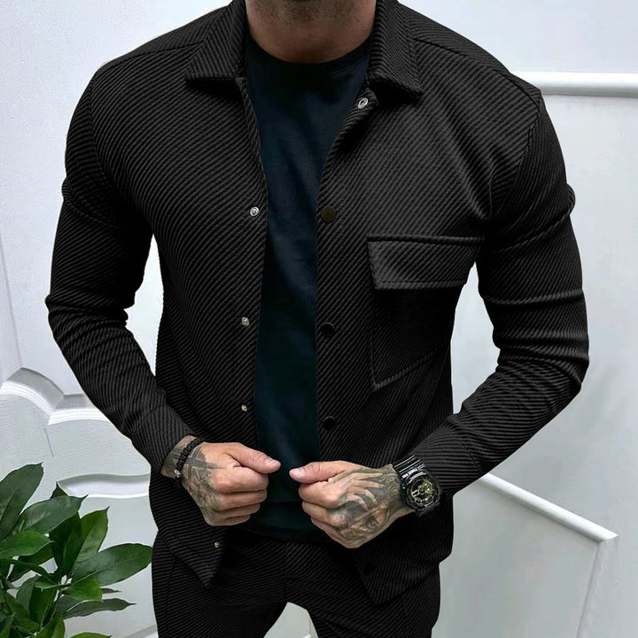 Men's elegant casual top with textured design and practical chest pocket Amarae