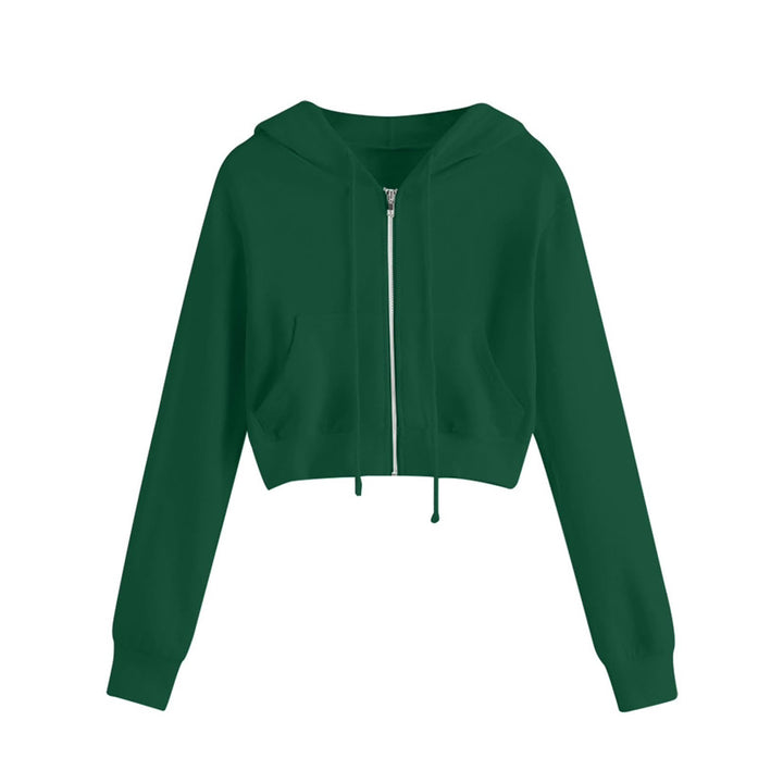 Women's Short Zipper Hoodie with Kangaroo Pocket Chic & Stil
