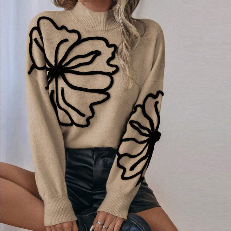 Pull en tricot pour femmes avec design floral 3D Chic & Stil