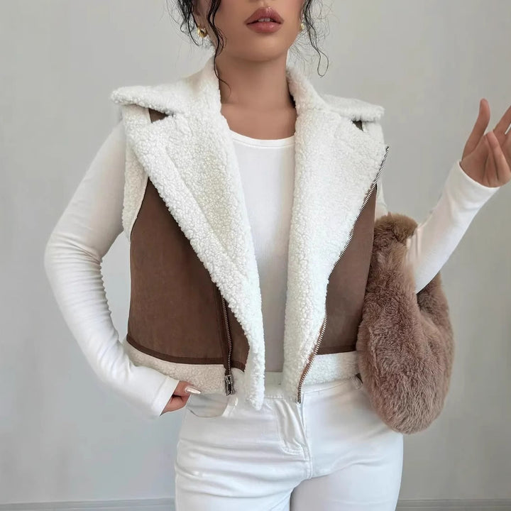 Cozy quilted vest for women with zipper and fleece collar Lune London