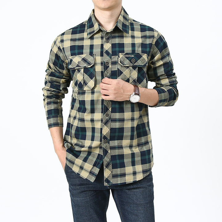 Checkered shirt for men with practical chest pockets Amarae