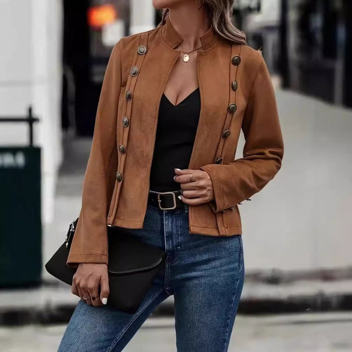 Chic ladies in suede with decorative buttons Lune London