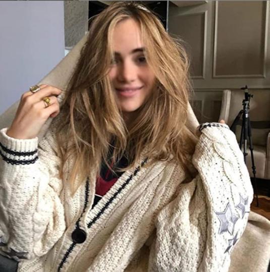Thick knit jacket for women with a unique cable structure and decorative stars Lune London