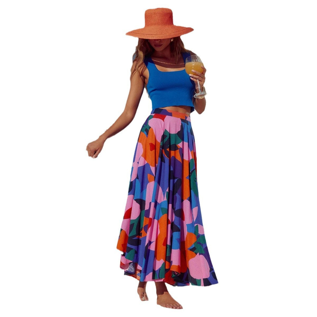Summer maxi skirt for women with a mix of vibrant patterns and a flowy fit Chic & Stil
