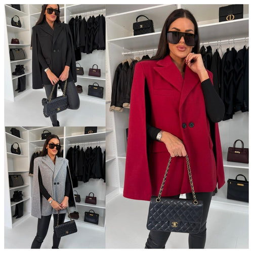 Double Button Cape Blazer for Women Amarae