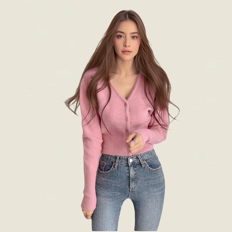 Women’s cardigan with V-neck and elastic edges Lune London
