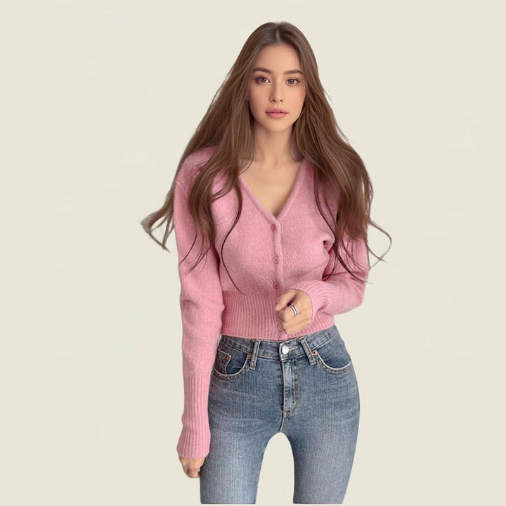 Women’s cardigan with V-neck and elastic edges Lune London