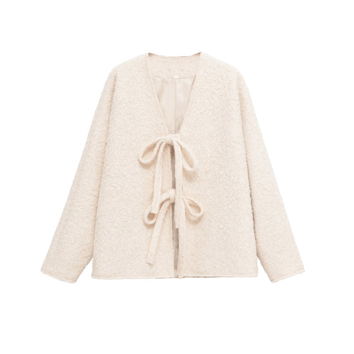 Ladies soft teddy jacket with adjustable drawstring Amarae