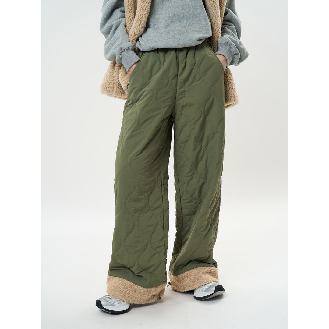 Women's Quilted Palazzo Pants with Teddy Cuffs and Drawstring Amarae