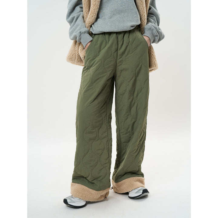 Women's Quilted Palazzo Pants with Teddy Cuffs and Drawstring Amarae