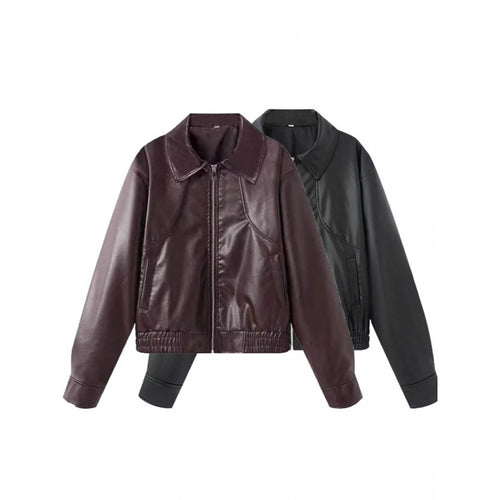 Fashion faux leather jacket for women with refined cut Amarae