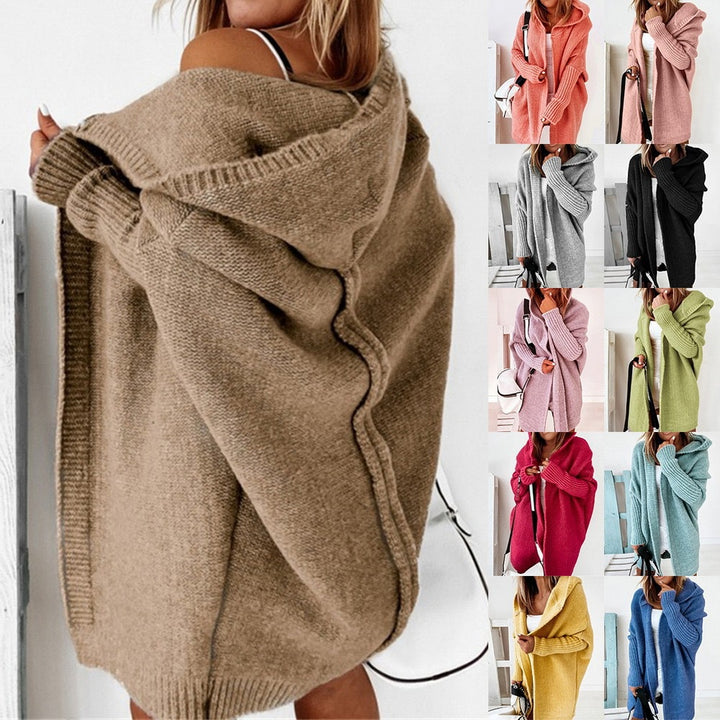 Ladies Casual Knit Sweater with Open Front and Fine Texture Lune London