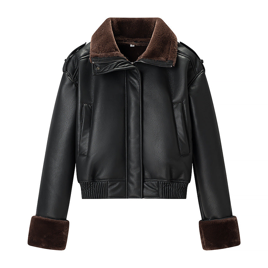 Veste en simili cuir pour femme avec doublure douce et détails matelassés Chic & Stil