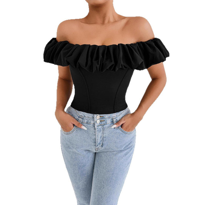 Women's Off-Shoulder Ruffle Shirt with Tailored Fit Lune London