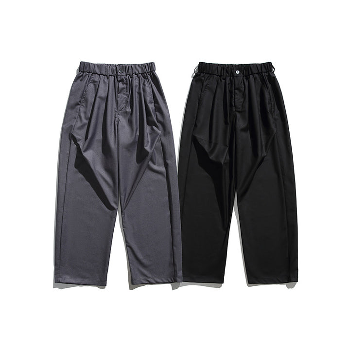 Men's wide pleated pants with elastic drawstring waistband and cropped cut Amarae