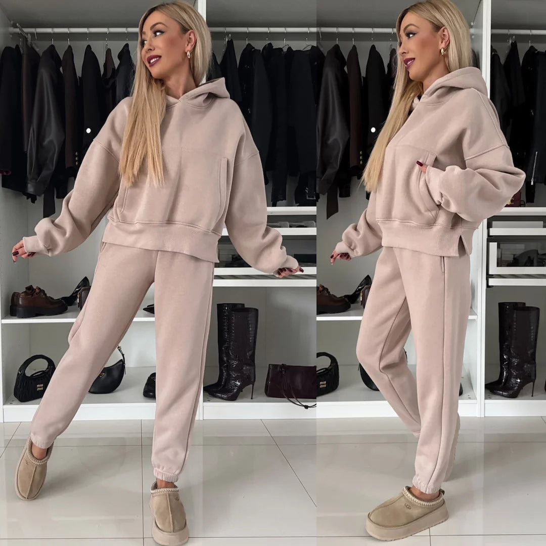 Ladies Hooded Sports Tracksuit Top with Jogging Pants Lune London