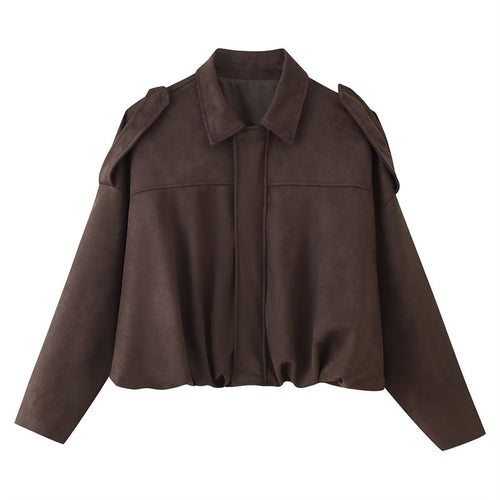 Ladies Oversized In synthetic leather with chic high collar and elastic Amarae