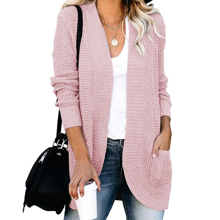 Knitted jacket for women with open front and practical pockets Lune London
