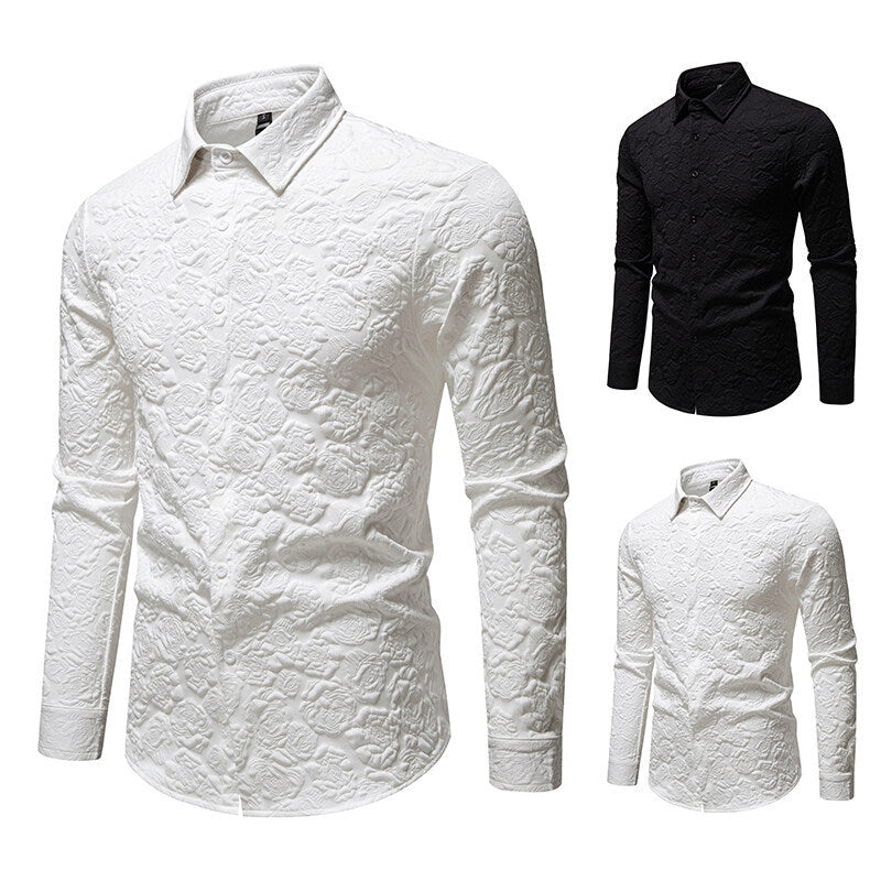 Men's Long Sleeve Shirt with Textured Design Amarae