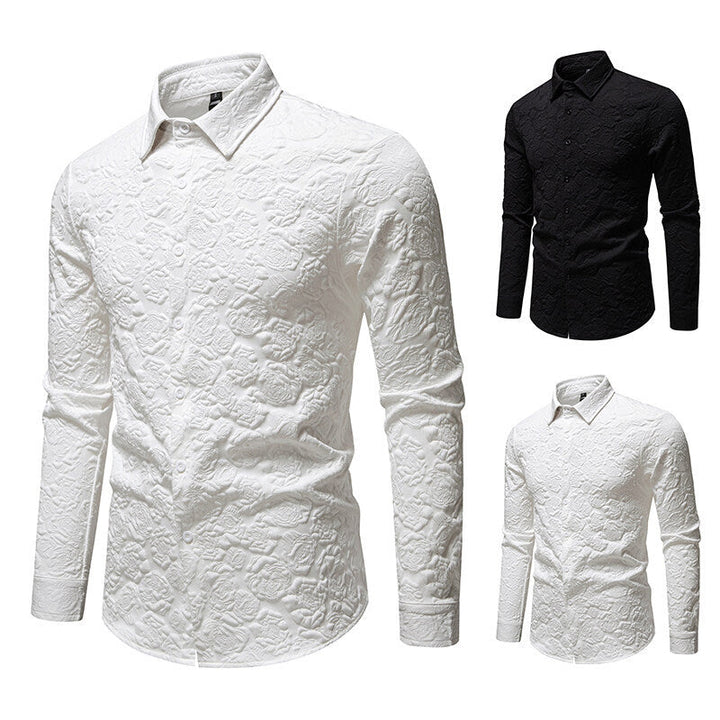 Men's Long Sleeve Shirt with Textured Design Amarae
