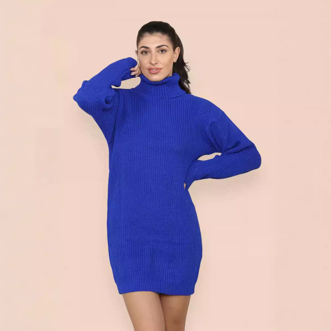 Robe en tricot pour femmes avec col roulé haut et coupe décontractée Chic & Stil