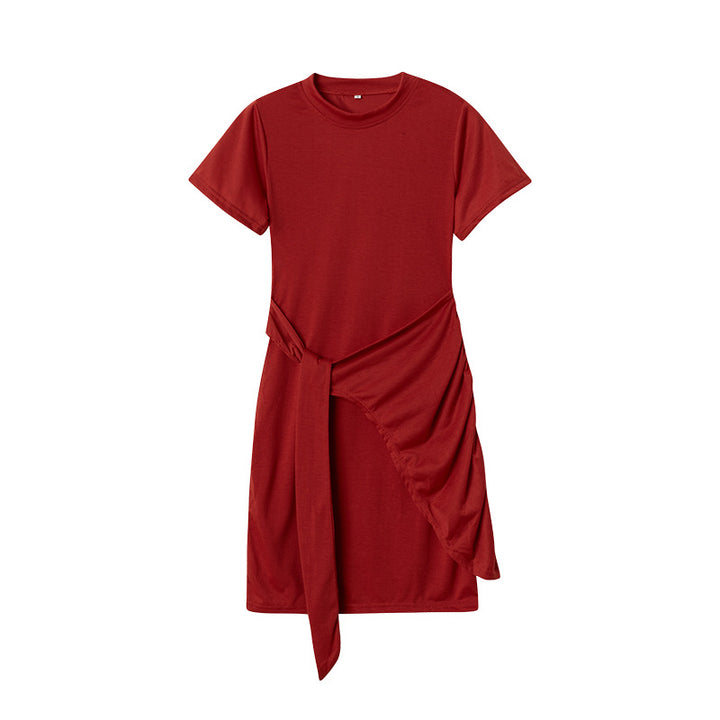 Chic and Stylish Draped Leisure T-Shirt Dress for Women