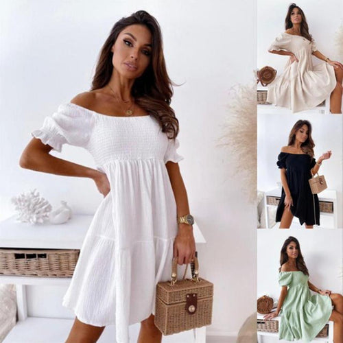 Amarae off-shoulder mini dress with ruffles for women