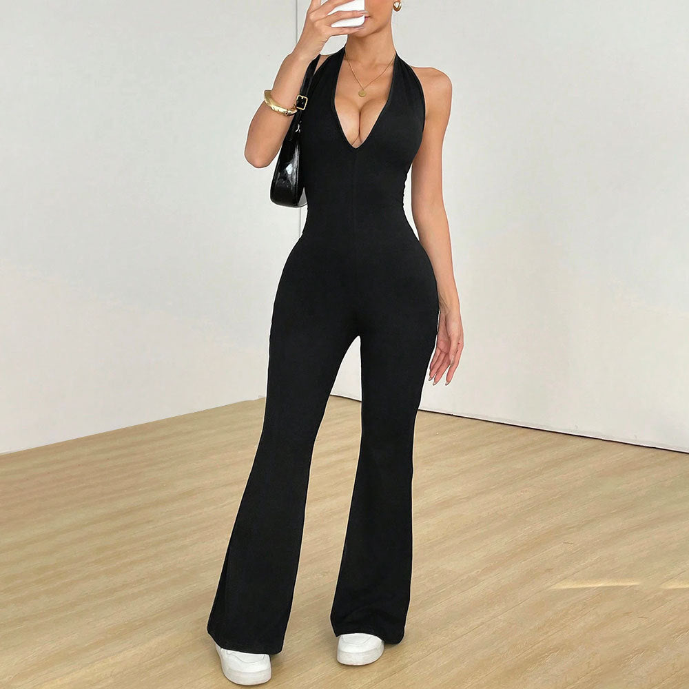 Combinaison pour femme avec décolleté en V profond et jambe large Chic & Stil
