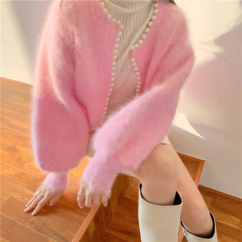 Cardigan moelleux pour femmes avec bord en perles et coupe tendance Chic & Stil