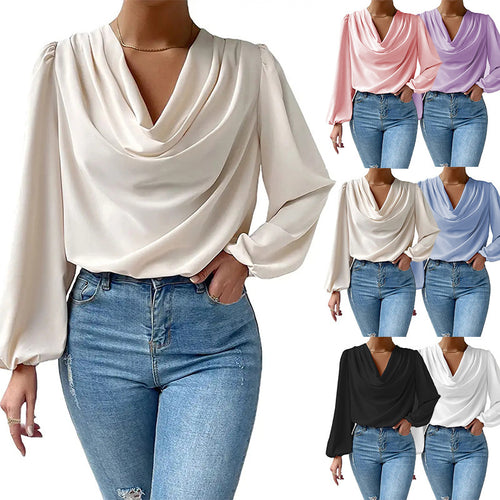 Draped collar blouse for women Amarae