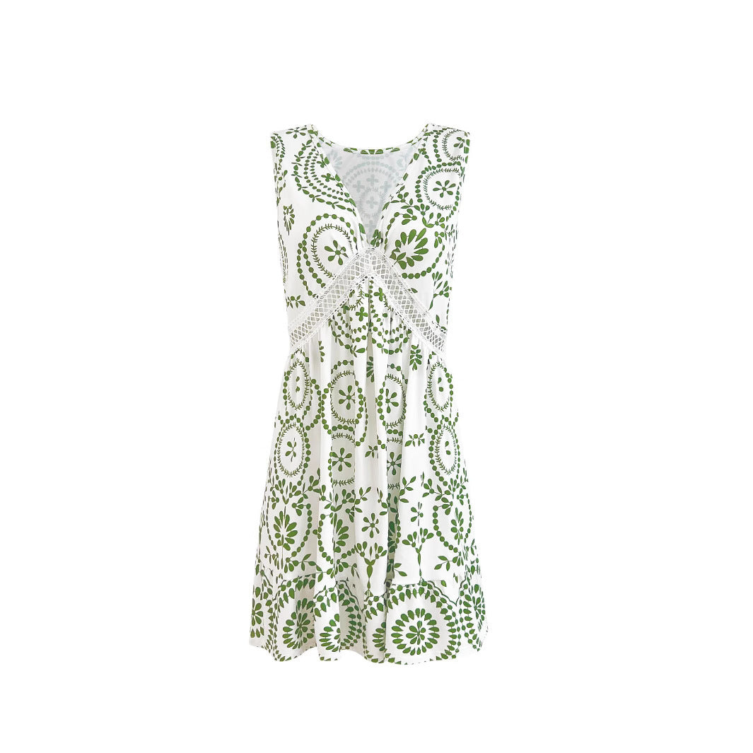 Woman Bohemian Chic Floral Print Beach Dress