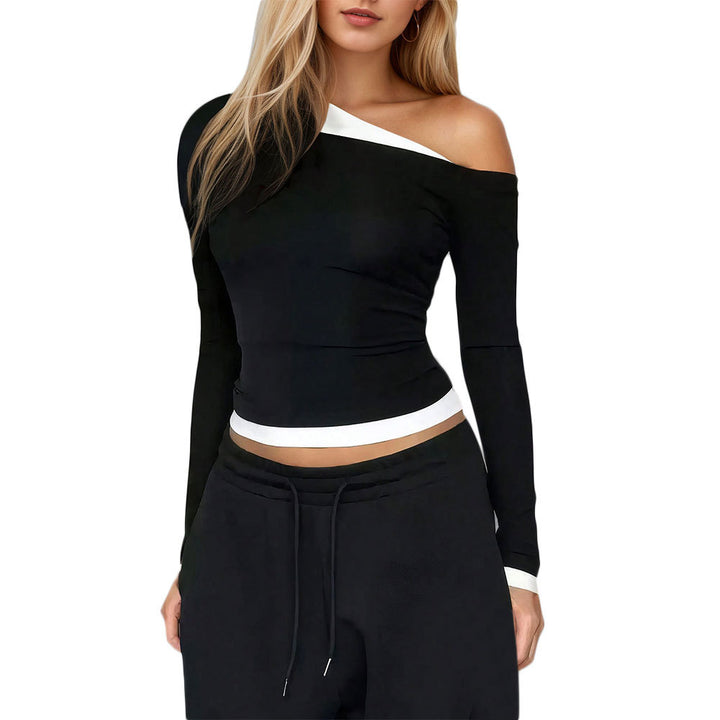Top à manches longues pour femmes avec encolure asymétrique et détails fins Chic & Stil
