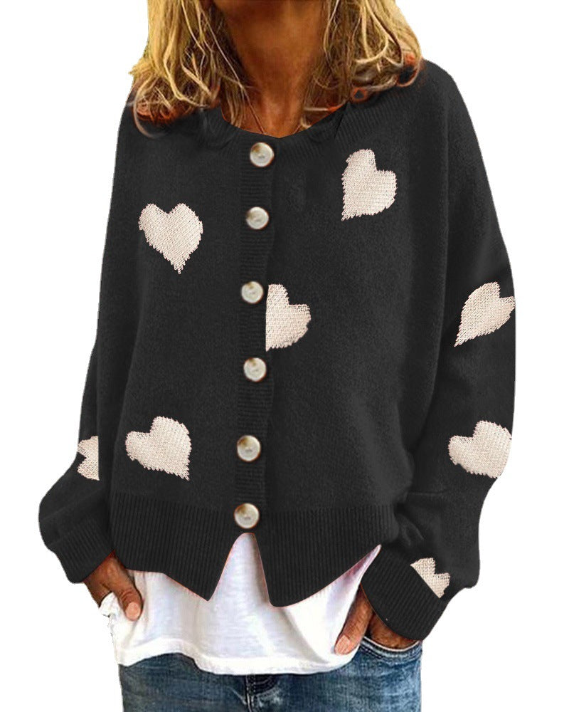 Knit jacket for women with heart pattern and trendy cut Lune London
