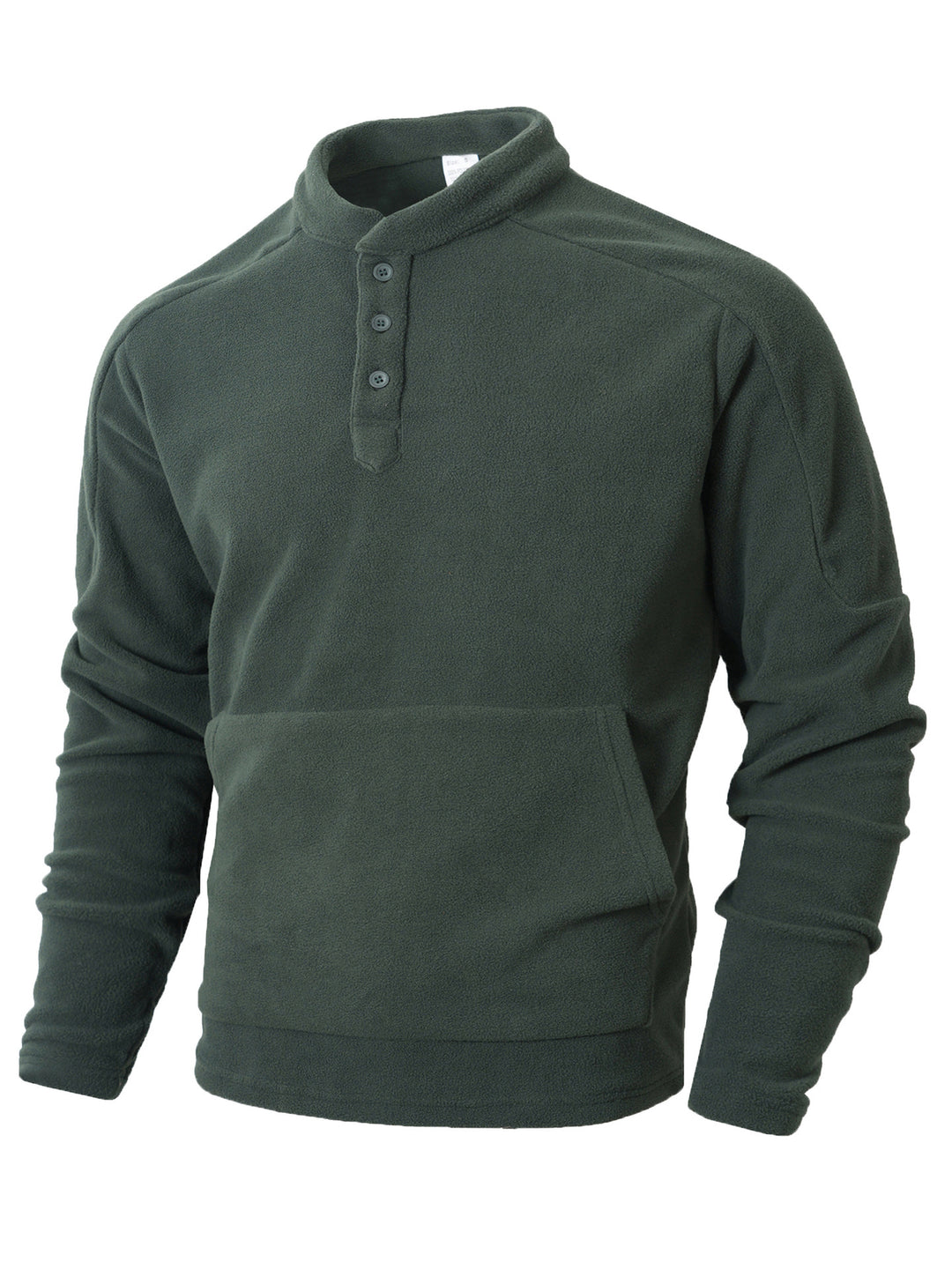 Men's fleece pullover with trendy high collar and practical button details Lune London