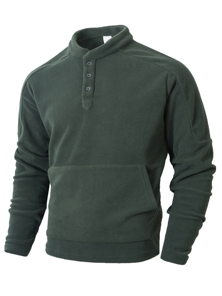 Men's fleece pullover with trendy high collar and practical button details Lune London
