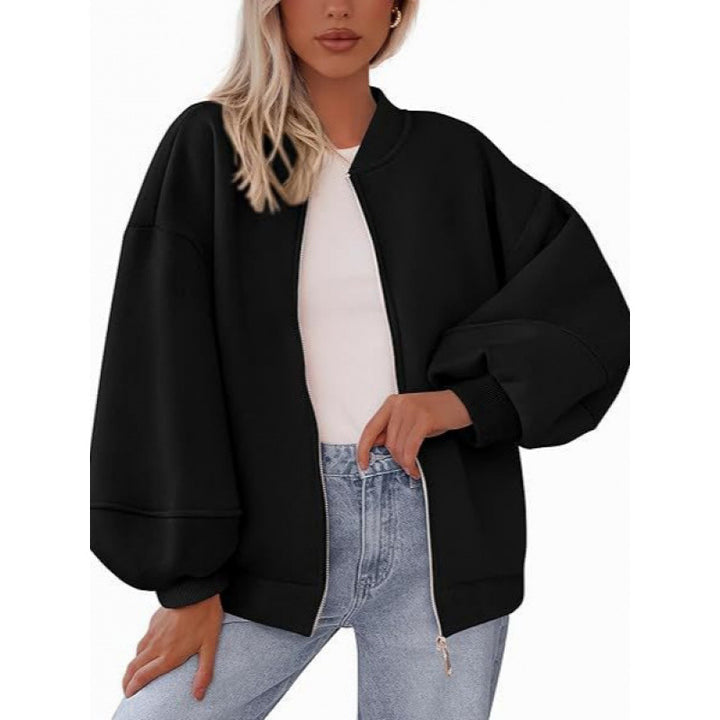 Lune London oversized casual jacket for women with zipper and balloon sleeves