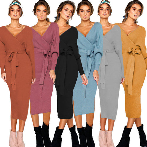 Elegant wrap dresses for women with a deep V-neckline and chic waist belt.